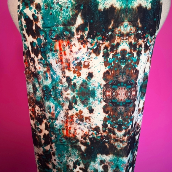 Ladies Multicolor Abstract Pattern V-Neck Tank Top (Size XL) - Picture 7 of 8